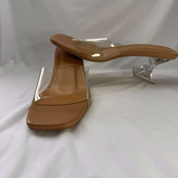 Sandal Clear Heels for Women Clear Strappy Square Open Toe Size 7.5 - Picture 7 of 8